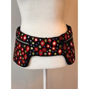 Vintage 80's Christiana beaded mirror belt festival